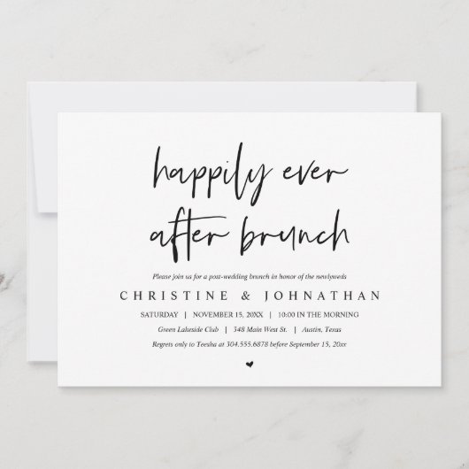 Invitation Déjeuner d'après mariage, heureux pour toujours (Devant)