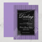 Invitation Déjeuner de baby shower avec la mariée violet noir (Devant / Derrière)