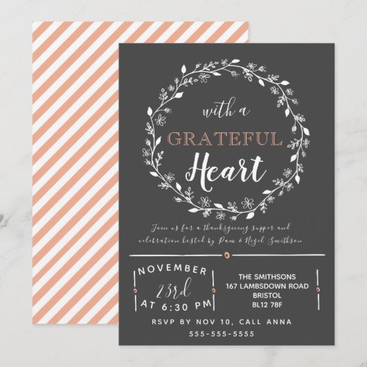 Invitation Déjeuner de bénévoles du parti Thanksgiving (Devant / Derrière)