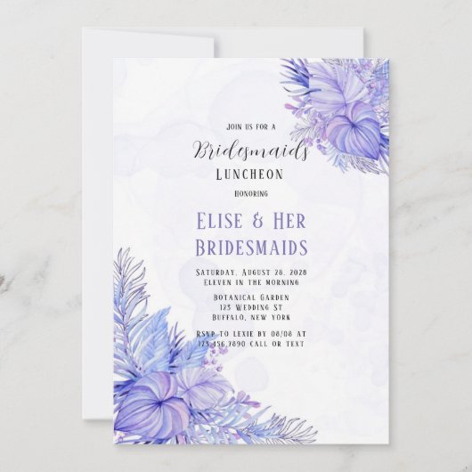 Invitation Déjeuner de bonne femme de chambre tropicale viole (Devant)