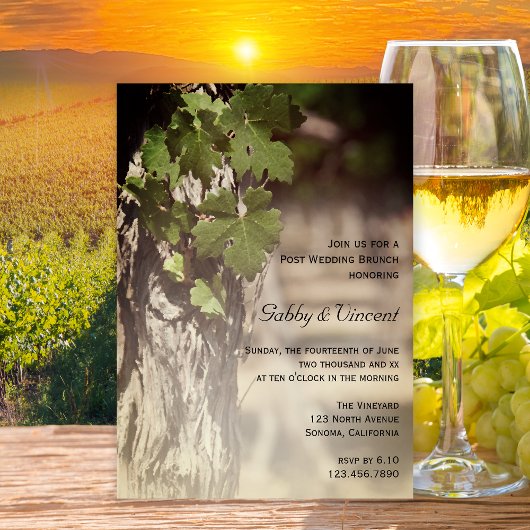 Invitation Déjeuner de brunch après mariage au vignoble Grape