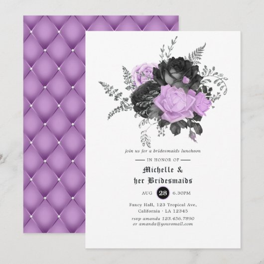 Invitation Déjeuner de demoiselles d'honneur de mariage gothi (Devant / Derrière)