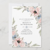 Invitation Déjeuner de Demoiselles d'Honneur Fleur Rose Quart (Devant)