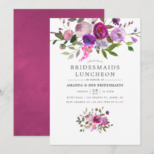 Invitation Déjeuner de demoiselles d'honneur floral aquarelle