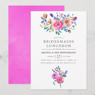 Invitation Déjeuner de demoiselles d'honneur floral aquarelle