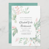 Invitation Déjeuner de demoiselles d'honneur Pastel Blush Gre (Devant / Derrière)