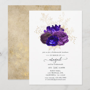 Invitation Déjeuner de demoiselles d'honneur violet, bleu roy