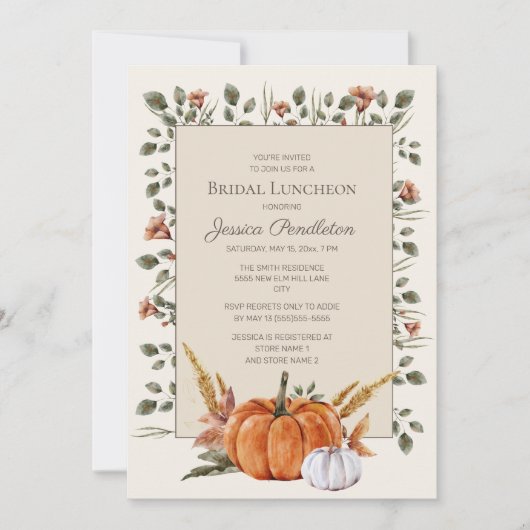 Invitation Déjeuner de douche de mariée citrouilles orange bl (Devant)