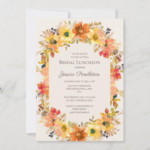 Invitation Déjeuner de douche de mariée Orange Jaune Floral d