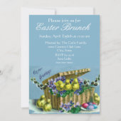 Invitation Déjeuner de famille dans un panier de Pâques vinta (Devant)