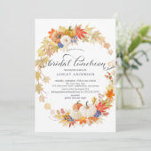 Invitation Déjeuner de Fête des mariées de couronne de feuill (Debout devant)