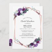 Invitation Déjeuner de Fête des mariées florale violet (Devant / Derrière)