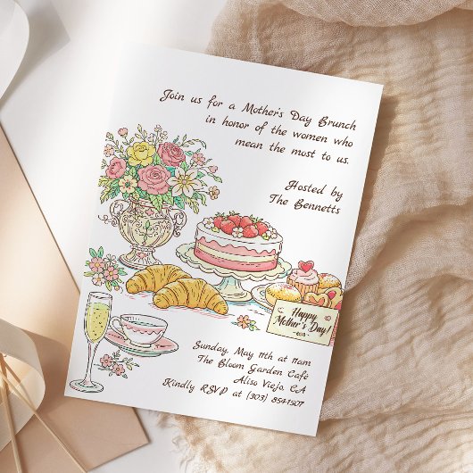 Invitation Déjeuner de fête des mères avec des fleurs