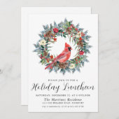 Invitation Déjeuner de Fêtes Cardinal Rouge (Devant / Derrière)