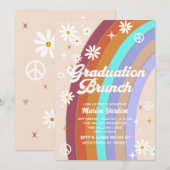 Invitation Déjeuner de graduation à l'aquarelle rétro groovy (Devant / Derrière)