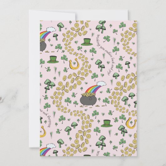 Invitation Déjeuner de Jour de la Saint Patrick rose et vert  (Dos)