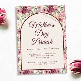 Invitation Déjeuner de la fête des mères aux fleurs roses de