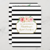 Invitation Déjeuner de la nuptiale noire rose or (Devant / Derrière)