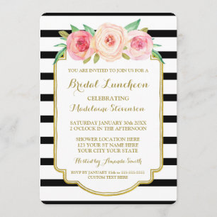 Invitation Déjeuner de la nuptiale noire rose or