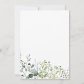 Invitation Déjeuner de mariage à la verdure d'eucalyptus aqua (Dos)