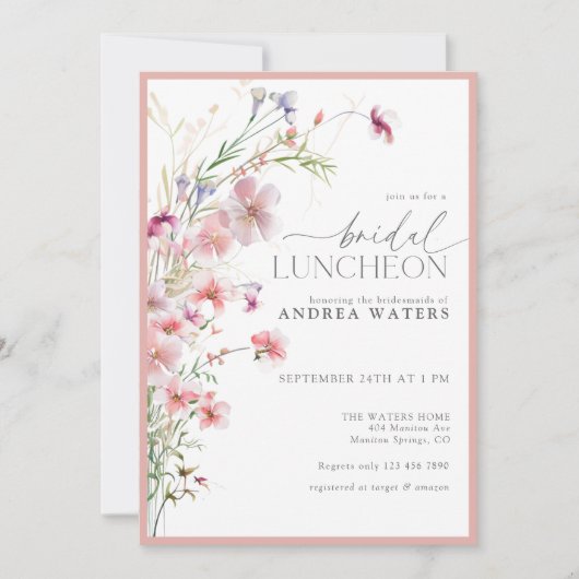 Invitation Déjeuner de mariage aux élégantes petites fleurs r (Devant)