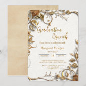Invitation Déjeuner de mariage aux feuilles d'or (Devant / Derrière)