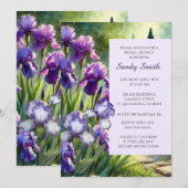 Invitation Déjeuner de mariage aux iris violets               (Devant / Derrière)