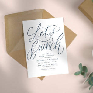 Invitation Déjeuner de mariage bleu marine et blanc lettrage 