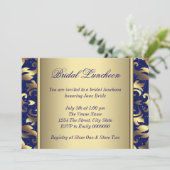 Invitation Déjeuner de mariage bleu royal et or (Debout devant)