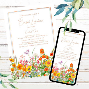 Invitation Déjeuner de mariage Bohème Fleurs sauvages colorée