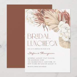 Invitation Déjeuner de mariage Bohème Orchidées et Feuilles d
