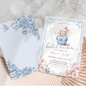 Invitation Déjeuner de mariage chinoiserie rose pivoine