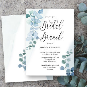 Invitation Déjeuner de mariage élégant à l'eucalyptus poussié