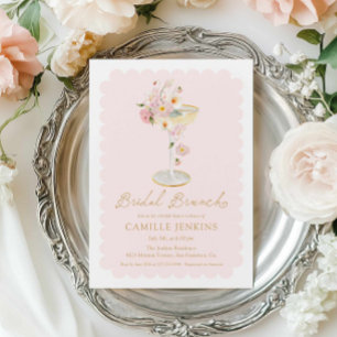 Invitation Déjeuner de mariage élégant aux fleurs roses