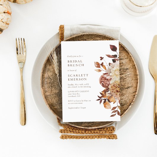 Invitation Déjeuner de mariage élégant d'automne