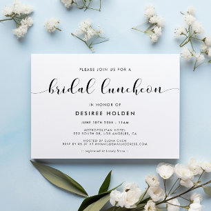 Invitation Déjeuner de mariage élégant en noir et blanc