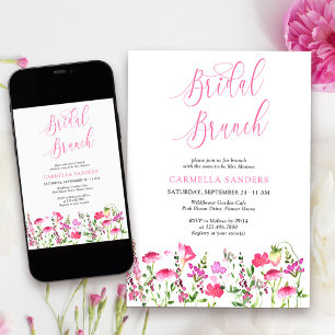 Invitation Déjeuner de mariage féminin élégant à fleurs sauva