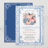 Invitation Déjeuner de mariage fleuri bleu rose citrouille ch (Devant / Derrière)