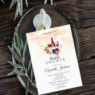 Invitation Déjeuner de mariage floral avec dégustation de vin