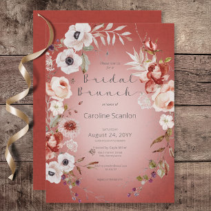 Invitation Déjeuner de mariage floral rose rouge romantique