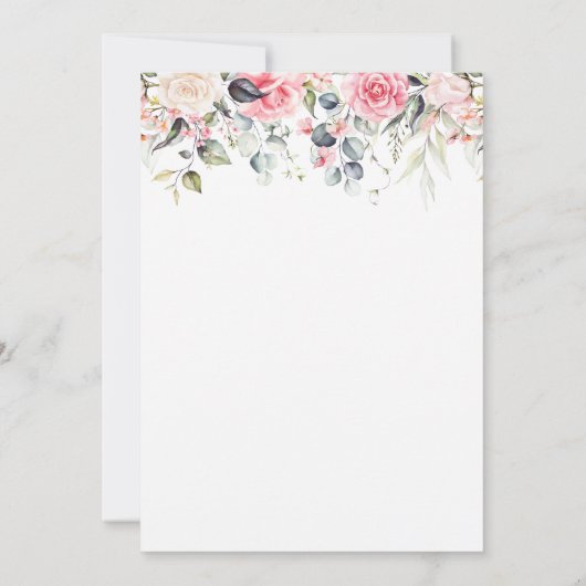 Invitation Déjeuner de mariage floral rose tendre (Dos)