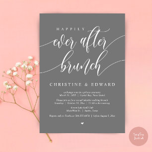Invitation Déjeuner de mariage intime Happily Ever After, Gri