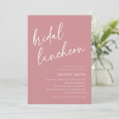Invitation Déjeuner de mariage QR Code Dusty Rose (Debout devant)