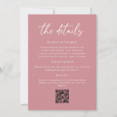 Invitation Déjeuner de mariage QR Code Dusty Rose (Dos)