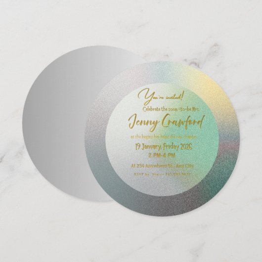 Invitation Déjeuner de mariage rond avec dégradé pastel perso (Devant / Derrière)