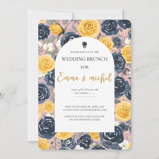 Invitation Déjeuner de mariage rose (Devant)