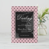 Invitation Déjeuner de mariage rose points noirs save the dat (Debout devant)