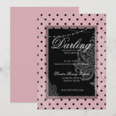 Invitation Déjeuner de mariage rose points noirs save the dat (Devant / Derrière)