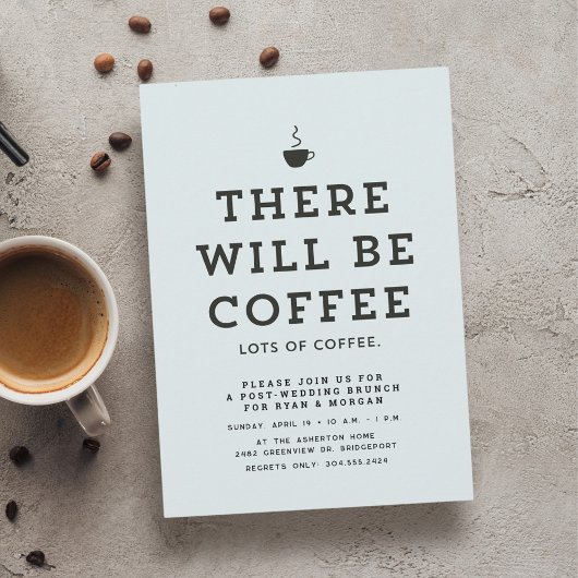 Invitation Déjeuner de mariage simple amusant bleu clair café