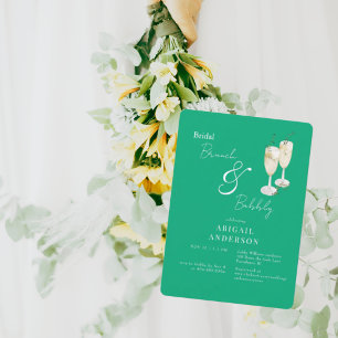 Invitation Déjeuner de mariage vert et shower de bulles de ch